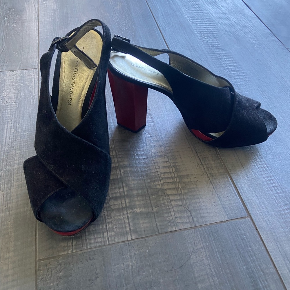 Diane Von Furstenberg Black and Red Platform Heels